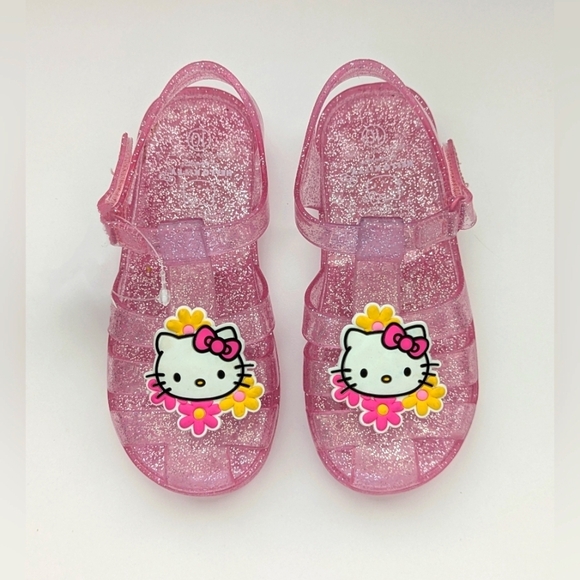BNWOT Sanrio Hello Kitty (Girl's Size 10) Pink Glitter Jelly Sandals - Picture 1 of 16